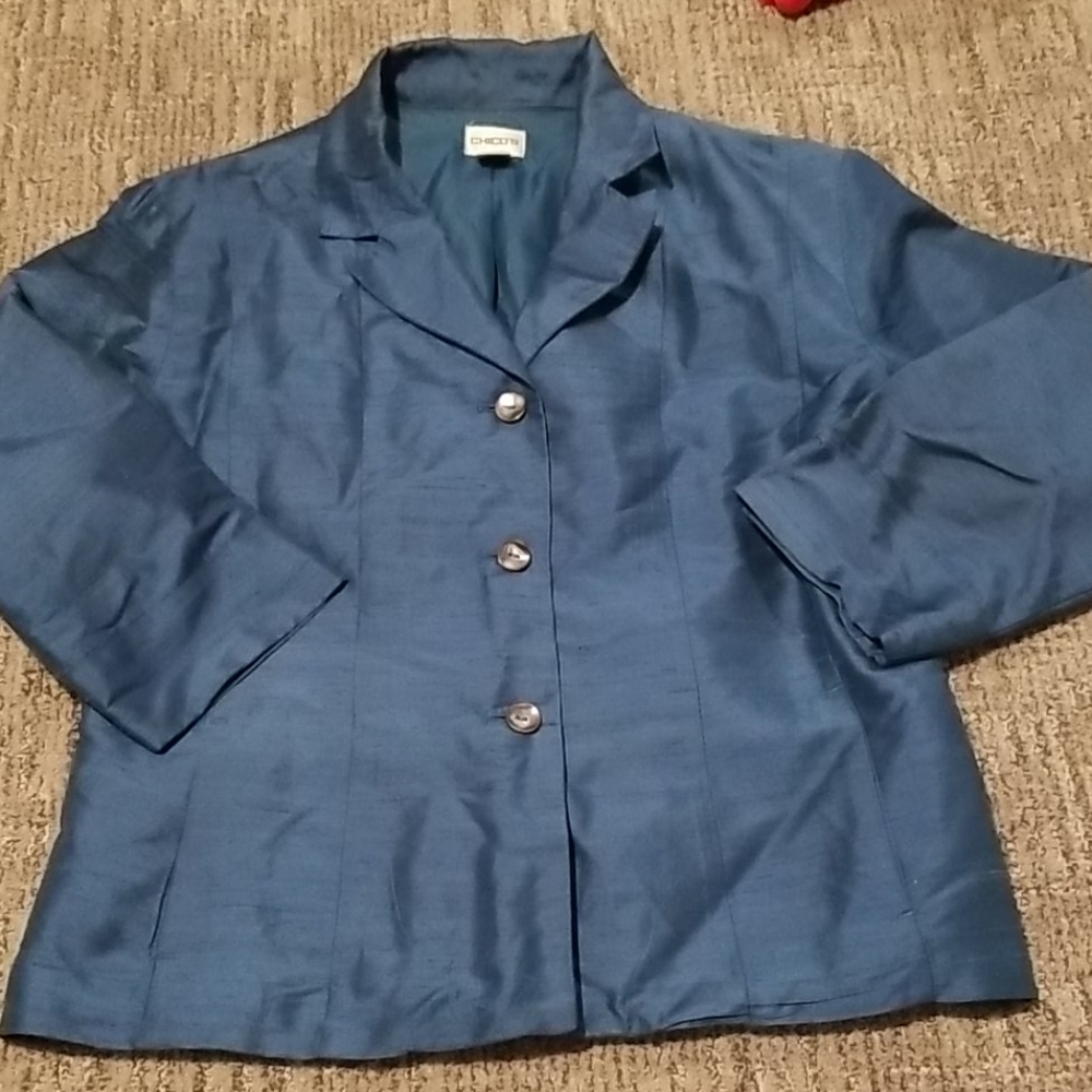 Chico's silk blazer with button front
